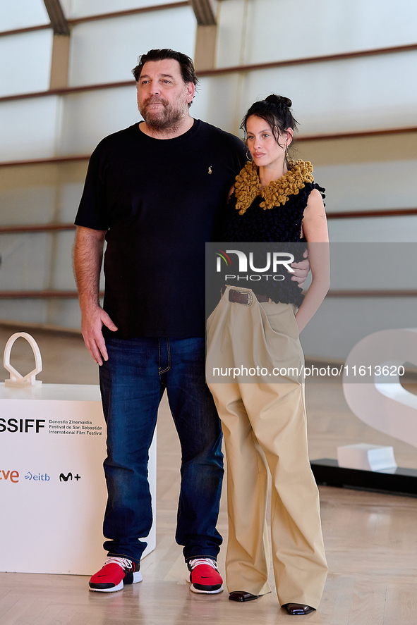 Milena Smit and Hovik Keuchkerian attend the photocall for ''El Hoyo 2'' during the 72nd San Sebastian International Film Festival in San Se...