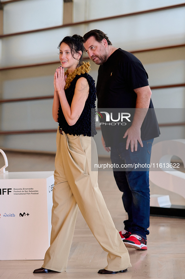 Milena Smit and Hovik Keuchkerian attend the photocall for ''El Hoyo 2'' during the 72nd San Sebastian International Film Festival in San Se...