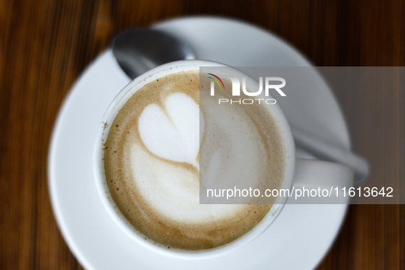 A cup of cappucino is seen in this illustration photo taken at a cafe in Krakow, Poland on September 26, 2024. 