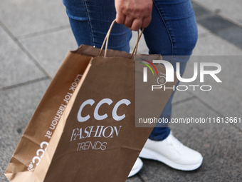 CCC logo is seen on a shopping bag in Krakow, Poland on September 26, 2024. (