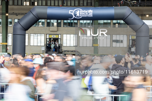 Competitors gather at the historic Tempelhof Airport in Berlin, Germany, on September 27, 2024, in preparation for the 50th edition of the B...