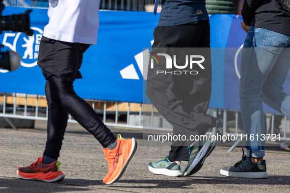 Competitors gather at the historic Tempelhof Airport in Berlin, Germany, on September 27, 2024, in preparation for the 50th edition of the B...