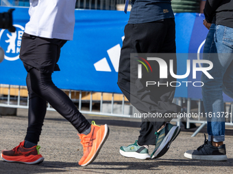 Competitors gather at the historic Tempelhof Airport in Berlin, Germany, on September 27, 2024, in preparation for the 50th edition of the B...