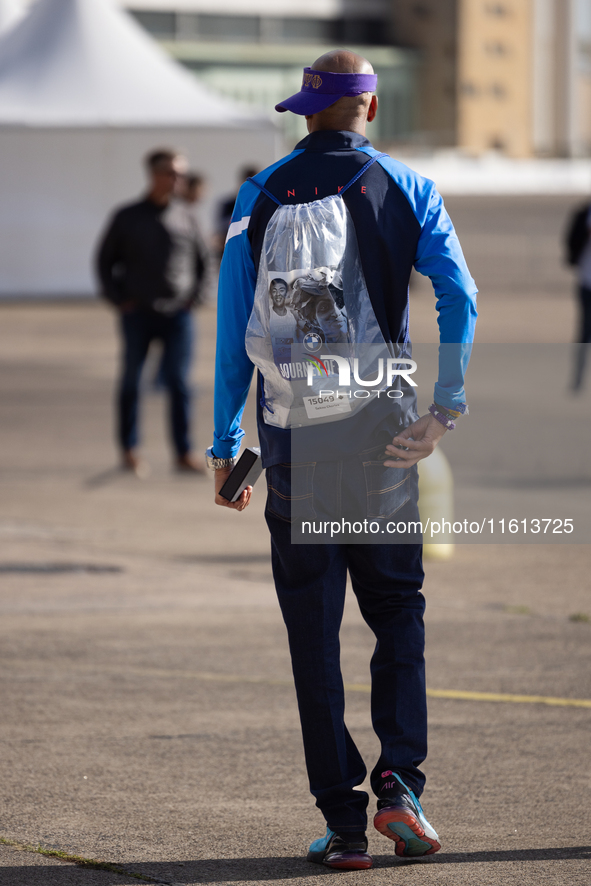 Competitors gather at the historic Tempelhof Airport in Berlin, Germany, on September 27, 2024, in preparation for the 50th edition of the B...