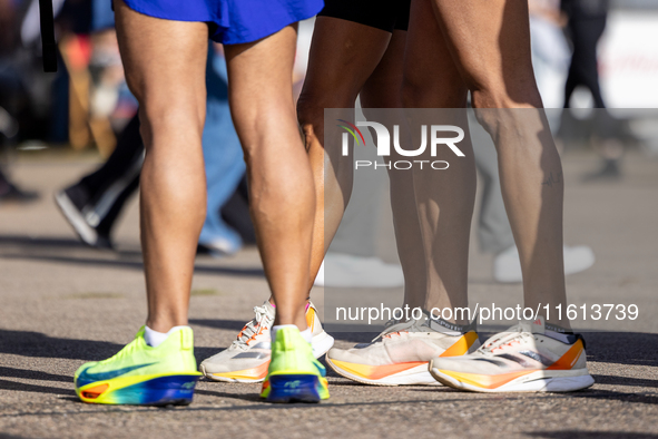 Competitors gather at the historic Tempelhof Airport in Berlin, Germany, on September 27, 2024, in preparation for the 50th edition of the B...