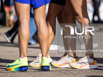 Competitors gather at the historic Tempelhof Airport in Berlin, Germany, on September 27, 2024, in preparation for the 50th edition of the B...