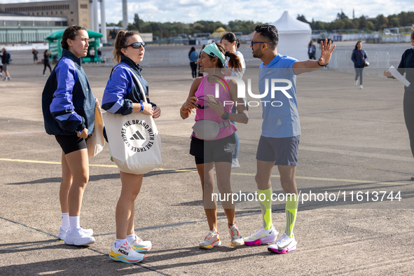 Competitors gather at the historic Tempelhof Airport in Berlin, Germany, on September 27, 2024, in preparation for the 50th edition of the B...