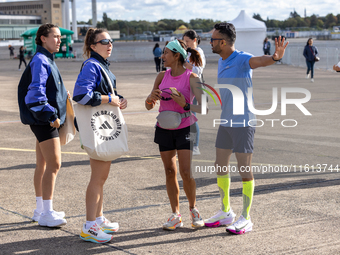 Competitors gather at the historic Tempelhof Airport in Berlin, Germany, on September 27, 2024, in preparation for the 50th edition of the B...