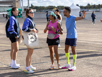 Competitors gather at the historic Tempelhof Airport in Berlin, Germany, on September 27, 2024, in preparation for the 50th edition of the B...