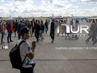 Competitors gather at the historic Tempelhof Airport in Berlin, Germany, on September 27, 2024, in preparation for the 50th edition of the B...