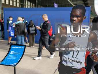 Competitors gather at the historic Tempelhof Airport in Berlin, Germany, on September 27, 2024, in preparation for the 50th edition of the B...