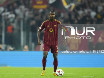 Evan Ndicka centre-back of Roma and Cote d'Ivoire during the UEFA Europa League 2024/25 League Phase MD1 match between AS Roma and Athletic...