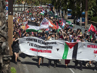 A general strike takes place in Barcelona, Spain, in solidarity with Palestine, on September 27, 2024. (