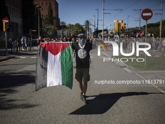 A general strike takes place in Barcelona, Spain, in solidarity with Palestine, on September 27, 2024. (