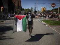 A general strike takes place in Barcelona, Spain, in solidarity with Palestine, on September 27, 2024. (