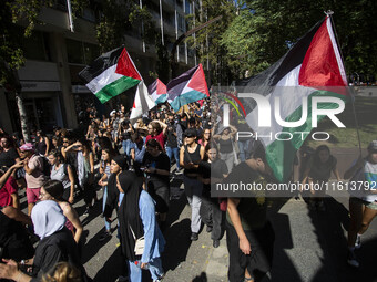 A general strike takes place in Barcelona, Spain, in solidarity with Palestine, on September 27, 2024. (