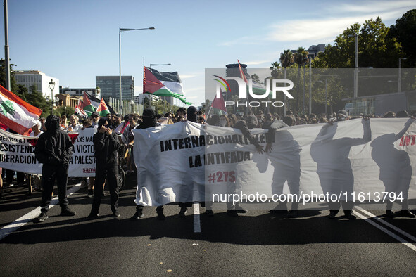 A general strike takes place in Barcelona, Spain, in solidarity with Palestine, on September 27, 2024. 