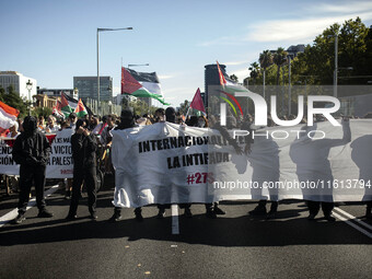 A general strike takes place in Barcelona, Spain, in solidarity with Palestine, on September 27, 2024. (