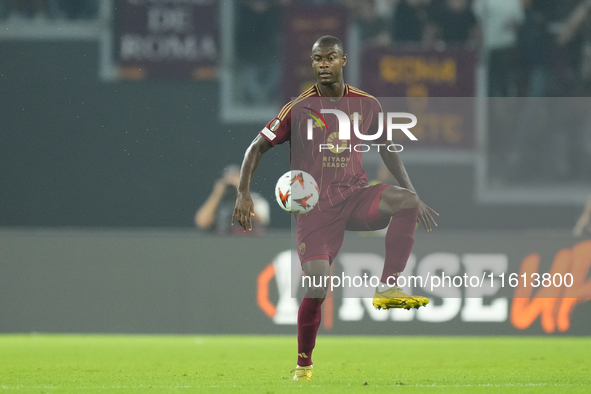 Evan Ndicka centre-back of Roma and Cote d'Ivoire during the UEFA Europa League 2024/25 League Phase MD1 match between AS Roma and Athletic...