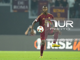 Evan Ndicka centre-back of Roma and Cote d'Ivoire during the UEFA Europa League 2024/25 League Phase MD1 match between AS Roma and Athletic...