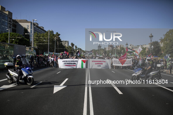 A general strike takes place in Barcelona, Spain, in solidarity with Palestine, on September 27, 2024. 