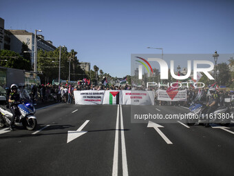 A general strike takes place in Barcelona, Spain, in solidarity with Palestine, on September 27, 2024. (