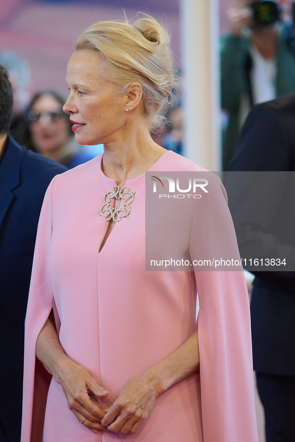 Pamela Anderson attends the red carpet for The Last Show Girl during the 72nd San Sebastian International Film Festival in San Sebastian, Sp...