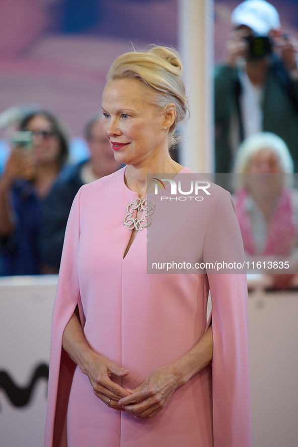 Pamela Anderson attends the red carpet for The Last Show Girl during the 72nd San Sebastian International Film Festival in San Sebastian, Sp...