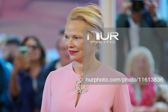 Pamela Anderson attends the red carpet for The Last Show Girl during the 72nd San Sebastian International Film Festival in San Sebastian, Sp...