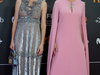 Pamela Anderson and Gia Coppola attend the red carpet for The Last Show Girl during the 72nd San Sebastian International Film Festival in Sa...