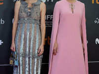 Pamela Anderson and Gia Coppola attend the red carpet for The Last Show Girl during the 72nd San Sebastian International Film Festival in Sa...