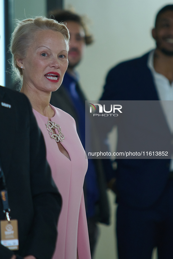 Pamela Anderson attends the red carpet for The Last Show Girl during the 72nd San Sebastian International Film Festival in San Sebastian, Sp...