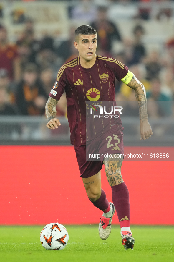 Gianluca Mancini centre-back of Roma and Italy during the UEFA Europa League 2024/25 League Phase MD1 match between AS Roma and Athletic Clu...