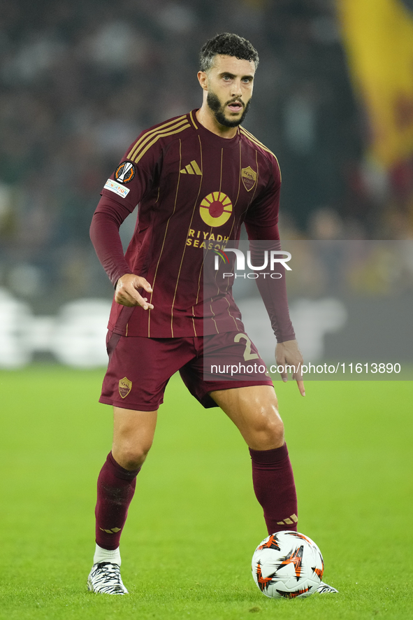 Mario Hermoso centre-back of Roma and Spain during the UEFA Europa League 2024/25 League Phase MD1 match between AS Roma and Athletic Club a...