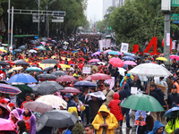 Demonstrators take part in a protest in support of the parents of the rural student victims to demand justice during the 10th anniversary of...