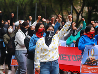 Rural students participate in a protest in support of the parents of the rural student victims to demand justice during the 10th anniversary...