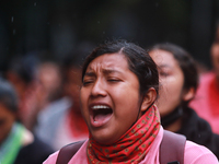 A rural student takes part in a protest in support of the parents of the rural student victims to demand justice during the 10th anniversary...