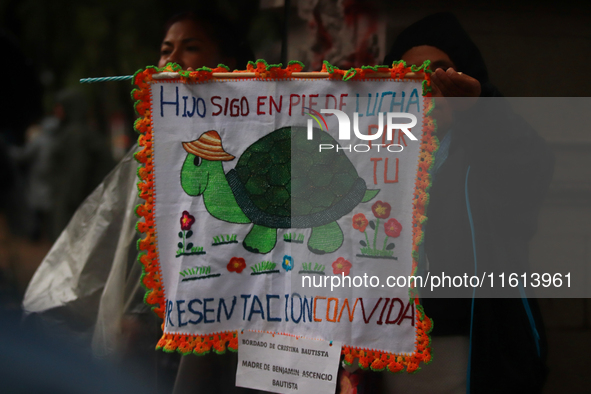 A person takes part in a protest in support of the parents of the rural student victims to demand justice during the 10th anniversary of the...