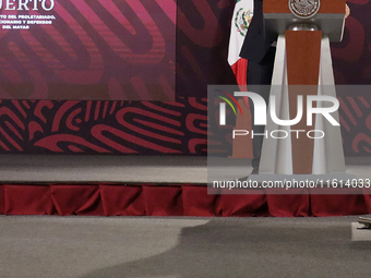 Andres Manuel Lopez Obrador, President of Mexico, during his penultimate press conference in Mexico City, Mexico, on September 27, 2024, at...