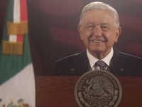 Andres Manuel Lopez Obrador, President of Mexico, during his penultimate press conference in Mexico City, Mexico, on September 27, 2024, at...