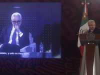 Andres Manuel Lopez Obrador, President of Mexico, during his penultimate press conference in Mexico City, Mexico, on September 27, 2024, at...