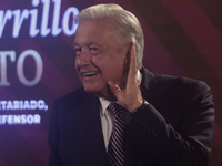 Andres Manuel Lopez Obrador, President of Mexico, during his penultimate press conference in Mexico City, Mexico, on September 27, 2024, at...