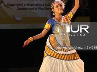 An artist performs at the Classical Dance Festival, organized by the West Bengal Government International and Cultural Affairs Department in...