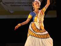 An artist performs at the Classical Dance Festival, organized by the West Bengal Government International and Cultural Affairs Department in...