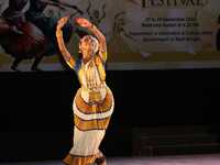 An artist performs at the Classical Dance Festival, organized by the West Bengal Government International and Cultural Affairs Department in...