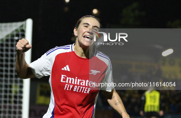 Mariona Caldentey of Arsenal celebrates during the UEFA Champions League Second Round, 2nd Leg between Arsenal and BK Hacken at Meadow Park...