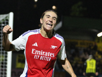 Mariona Caldentey of Arsenal celebrates during the UEFA Champions League Second Round, 2nd Leg between Arsenal and BK Hacken at Meadow Park...