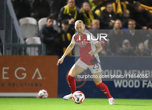 Stina Blackstenius of Arsenal during the UEFA Champions League Second Round, 2nd Leg between Arsenal and BK Hacken at Meadow Park in Boreham...