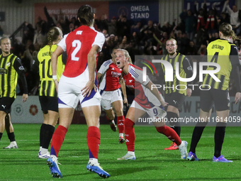 Beth Mead of Arsenal celebrates after scoring during the UEFA Champions League Second Round, 2nd Leg between Arsenal and BK Hacken at Meadow...