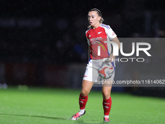 Katie McCabe of Arsenal during the UEFA Champions League Second Round, 2nd Leg between Arsenal and BK Hacken at Meadow Park in Borehamwood,...